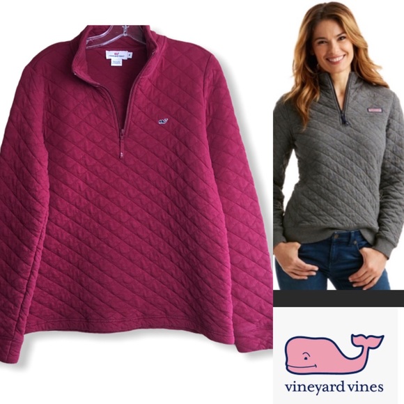 Vineyard Vines Jackets & Blazers - VINEYARD VINES Allover Quilted Shep Shirt - Berry